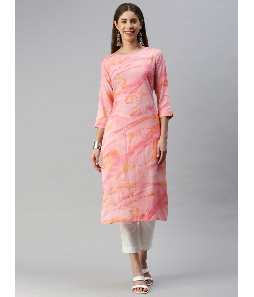     			Hritika - Pink Viscose Women's Straight Kurti ( Pack of 1 )