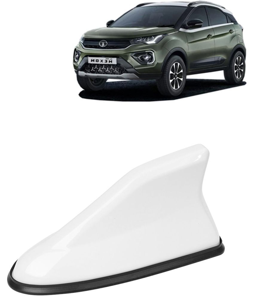     			Kingsway Shark Fin Antenna Roof Aerial Base AM FM Redio Signal, Replace Existing Car Antenna, Waterproof Rubber Ring with ABS Body, Universal Fit for Tata Nexon 2020 Onwards, 1 Piece - White