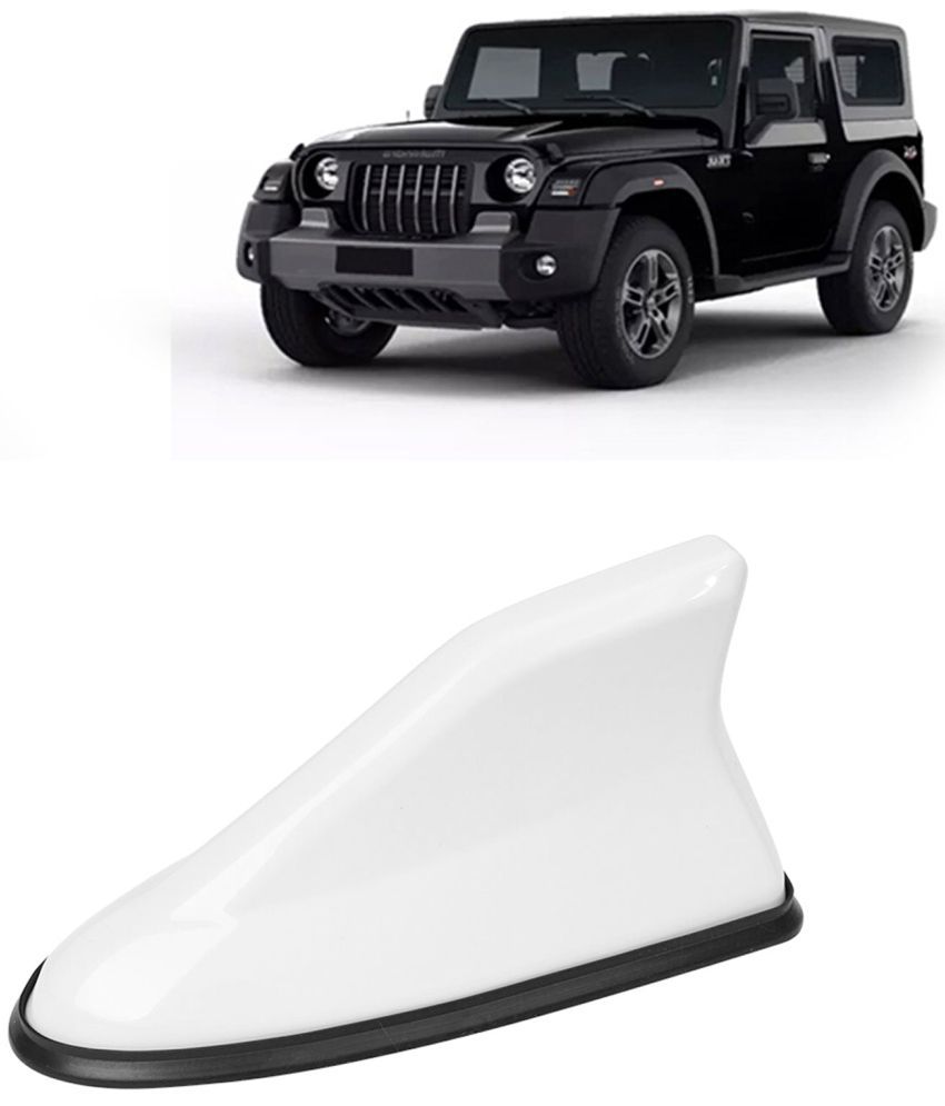     			Kingsway Shark Fin Antenna Roof Aerial Base AM FM Redio Signal, Replace Existing Car Antenna, Waterproof Rubber Ring with ABS Body, Universal Fit for Mahindra Thar 2020 Onwards, 1 Piece - White