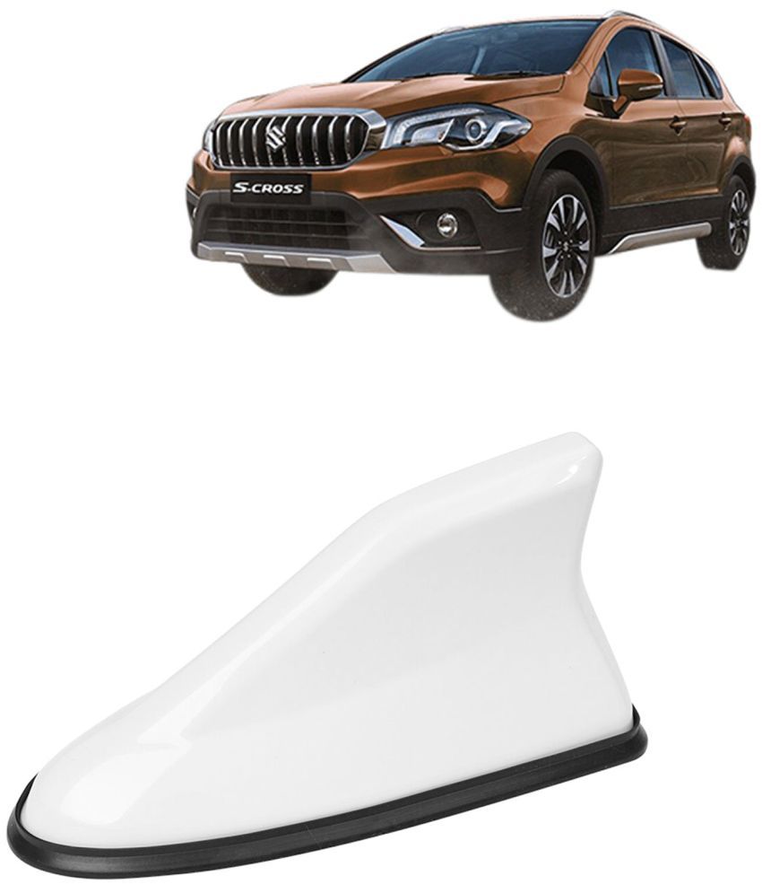     			Kingsway Shark Fin Antenna Roof Aerial Base AM FM Redio Signal, Replace Existing Car Antenna, Waterproof Rubber Ring with ABS Body, Universal Fit for Maruti Suzuki S Cross 2020 Onwards, White