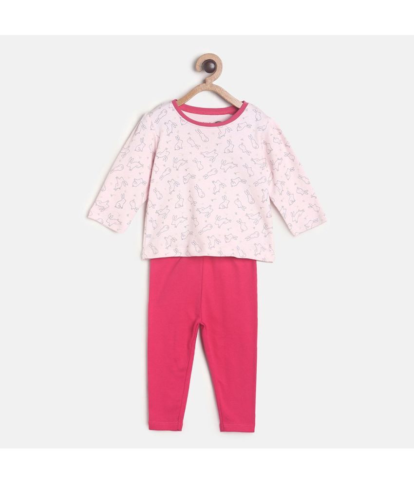     			MINI KLUB - Pink Cotton Baby Girl Top & Trouser ( Pack of 1 )