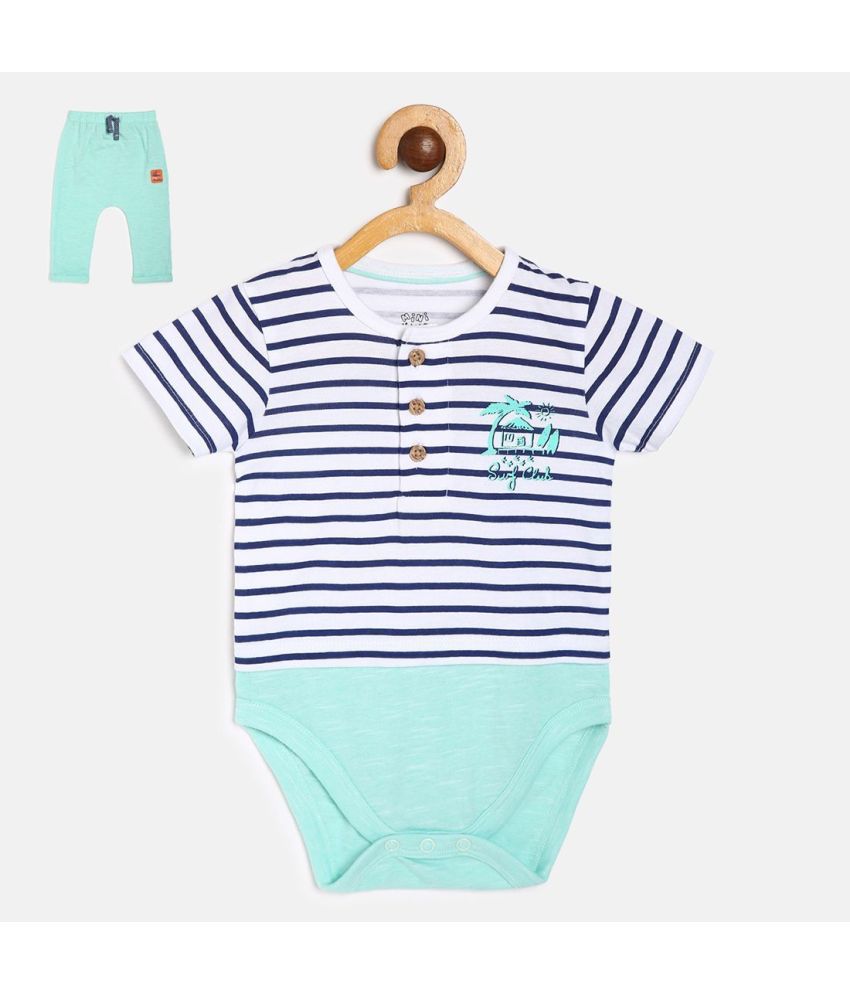     			MINI KLUB - Turquoise Cotton Baby Boy Bodysuit & Jogger Set ( Pack of 1 )