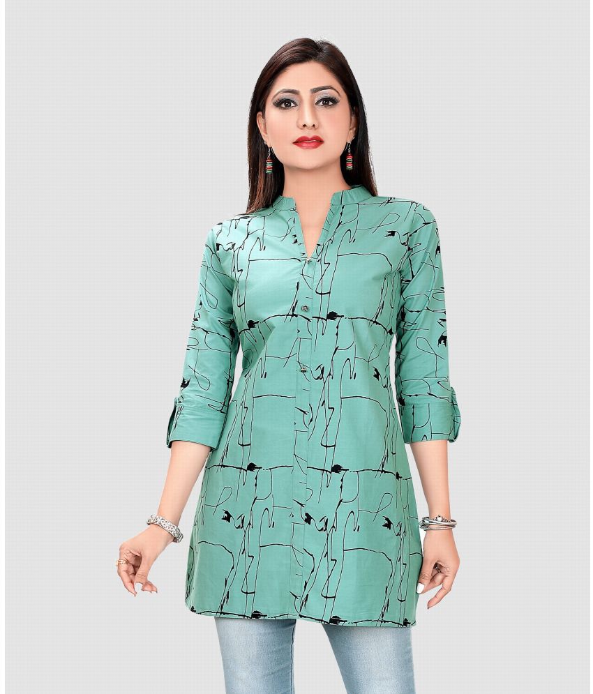     			Meher Impex - Mint Green Cotton Blend Women's Tunic ( Pack of 1 )