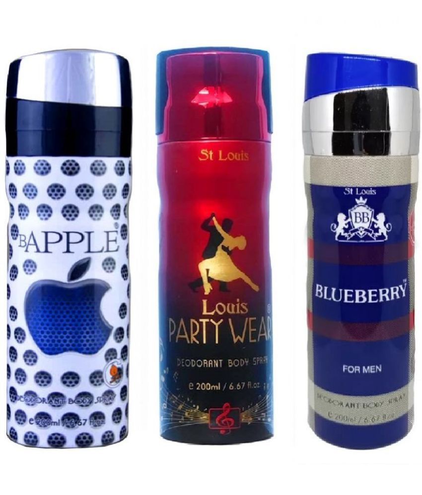     			St Louis - BAPPLE ,PARTYWEAR ,BLUEBERRY DEODORANT . Deodorant Spray for Men,Women 600 ml ( Pack of 3 )