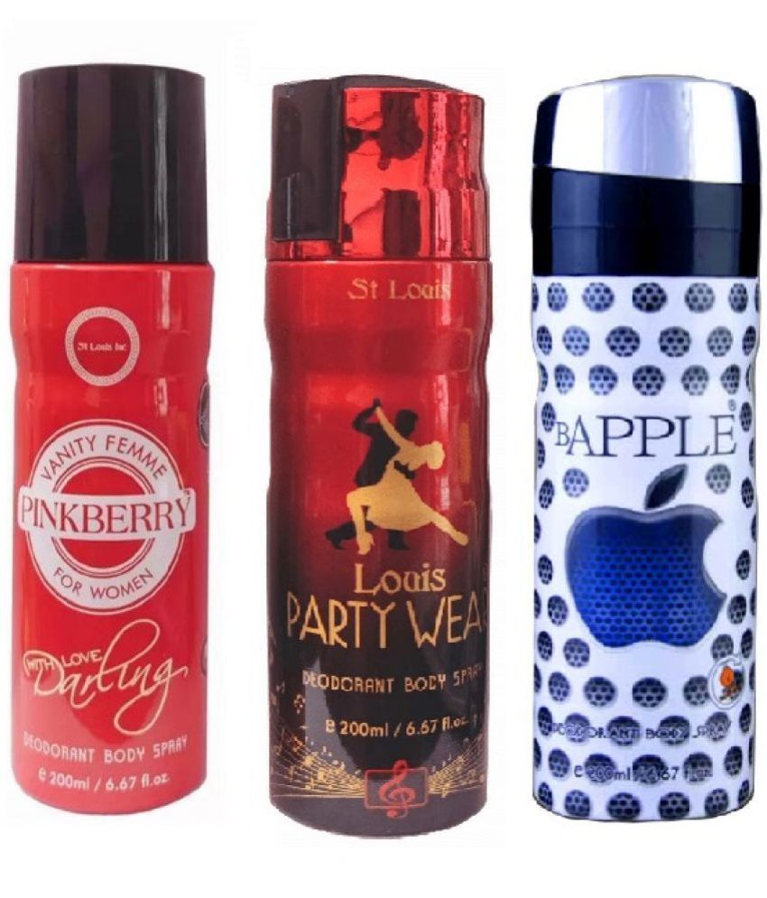     			St Louis - PINKBERRY DARLING,PARTYWEAR,BAPPLE Deodorant Spray for Men,Women 600 ml ( Pack of 3 )