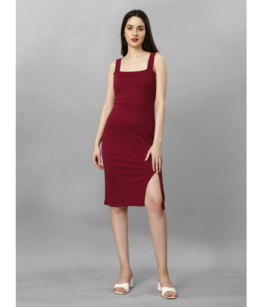     			Aika - Maroon Polyester Women's Cut Out Dress ( Pack of 1 )