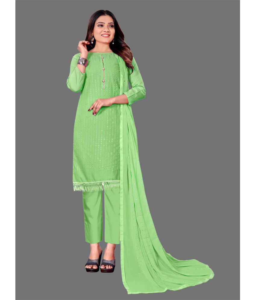     			Aika - Unstitched Lime Green Cotton Dress Material ( Pack of 1 )