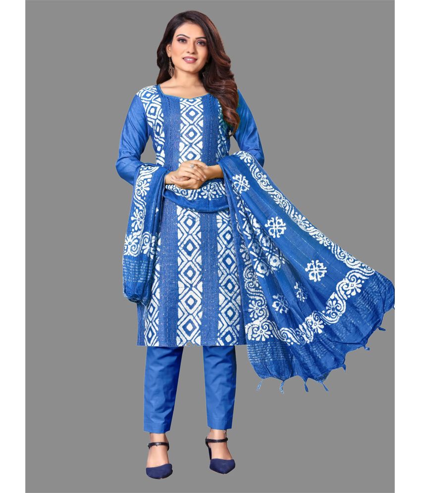     			Apnisha - Unstitched Blue Rayon Dress Material ( Pack of 1 )