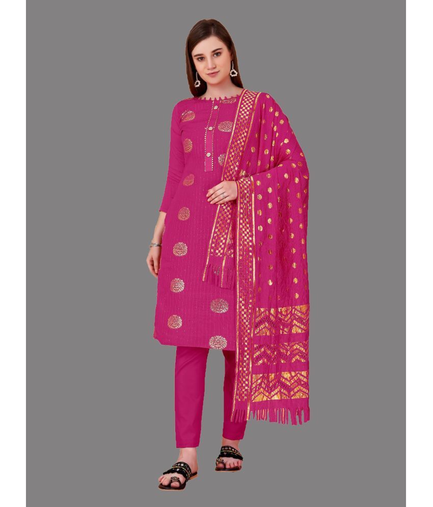     			Apnisha - Unstitched Pink Cotton Dress Material ( Pack of 1 )