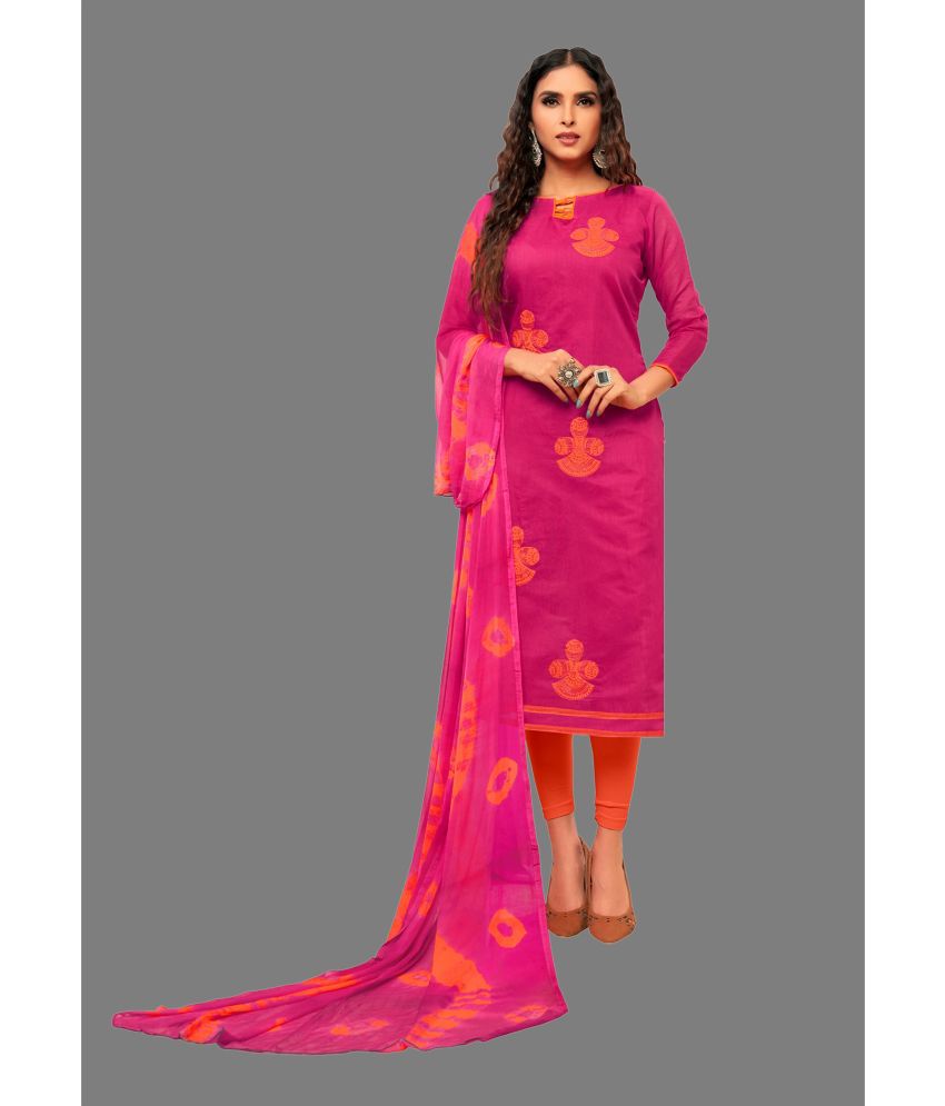     			Apnisha - Unstitched Pink Silk Dress Material ( Pack of 1 )