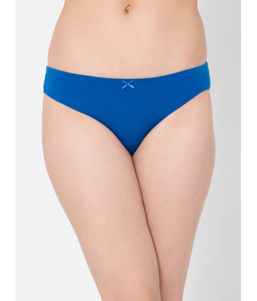     			Clovia - Blue Cotton Solid Women's Bikini ( Pack of 1 )