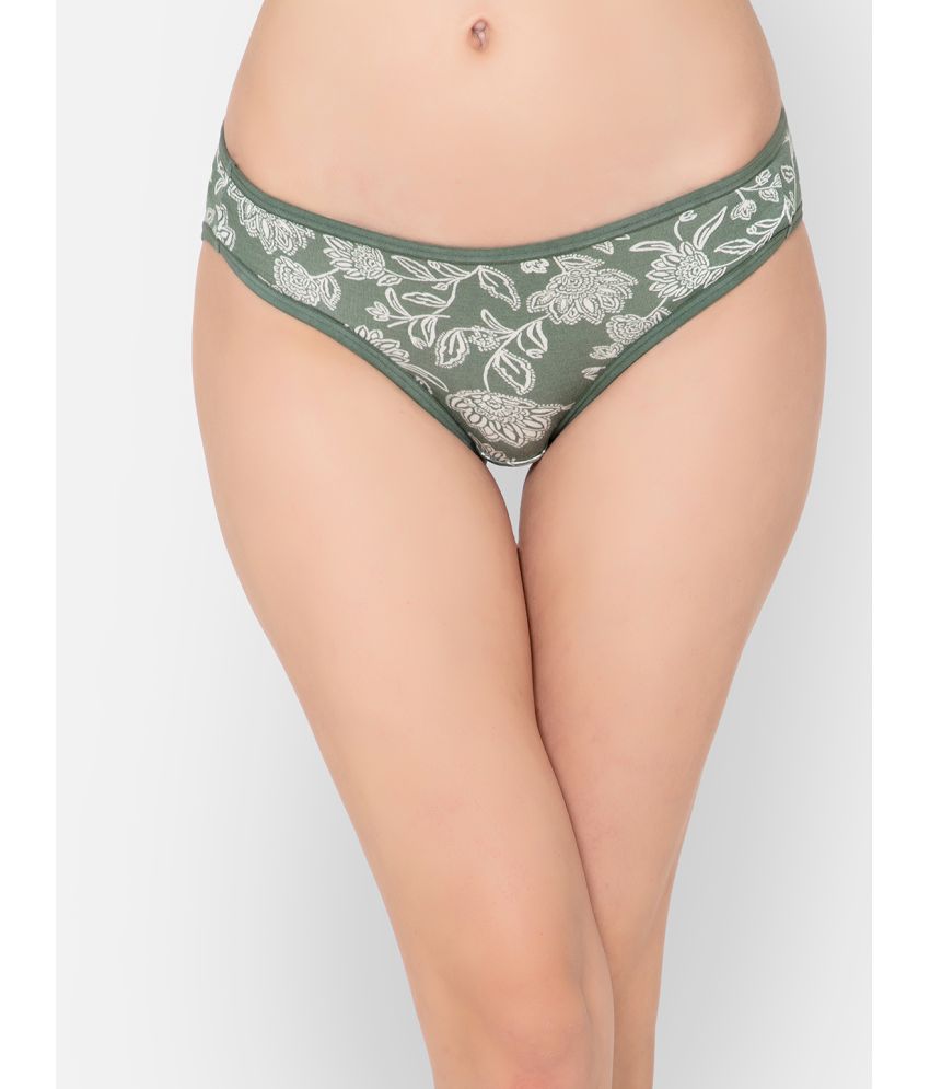     			Clovia - Green Cotton Printed Women's Bikini ( Pack of 1 )