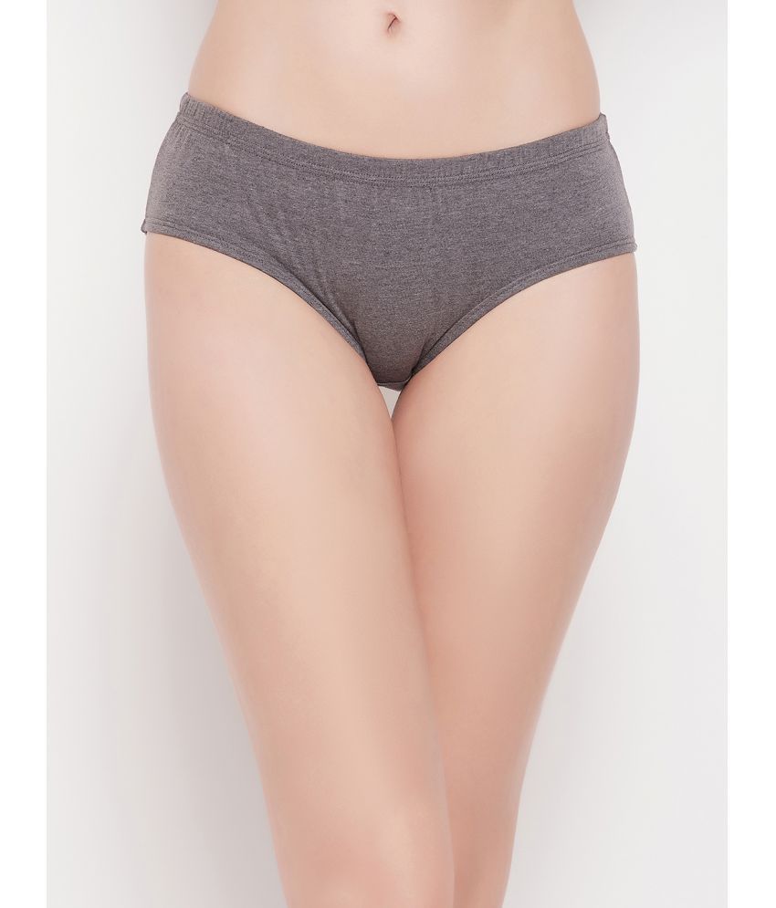     			Clovia - Grey Cotton Solid Women's Hipster ( Pack of 1 )