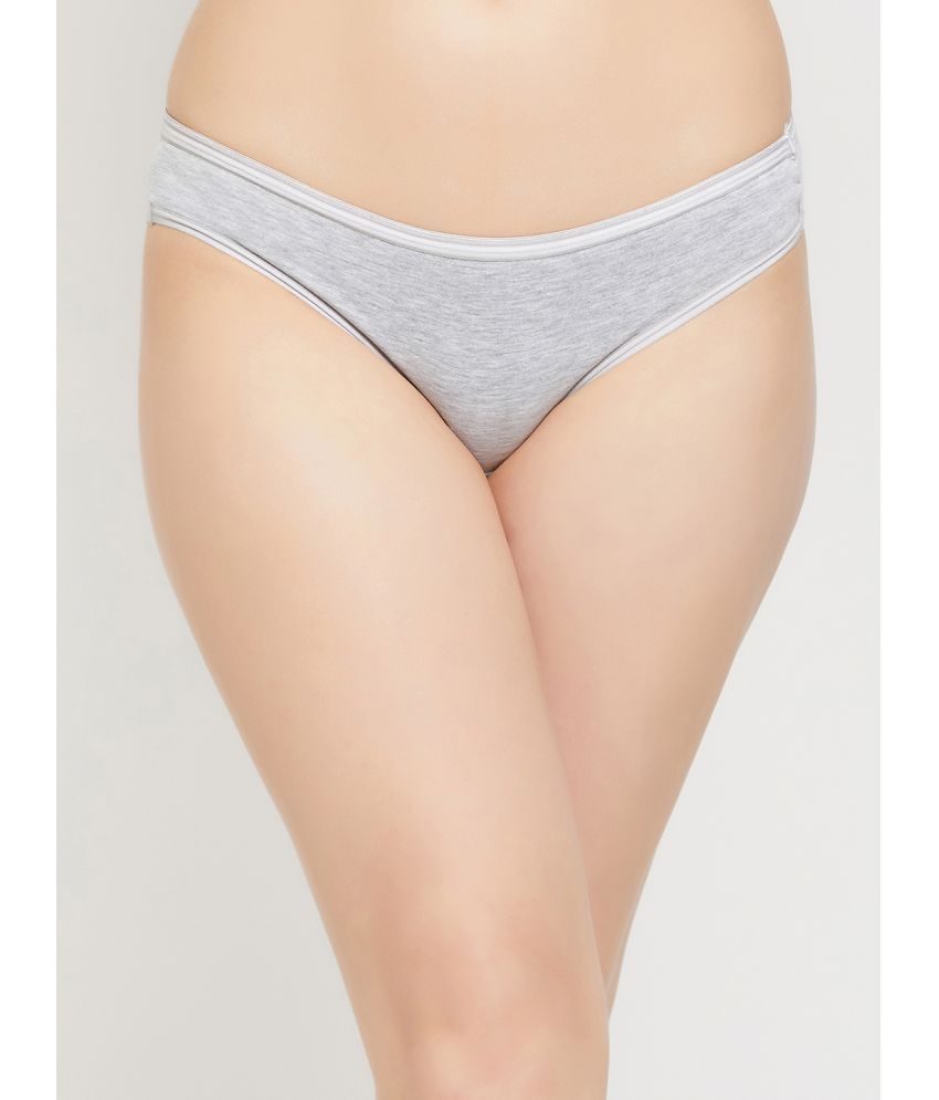     			Clovia Cotton Solid Women's Bikini ( Grey )