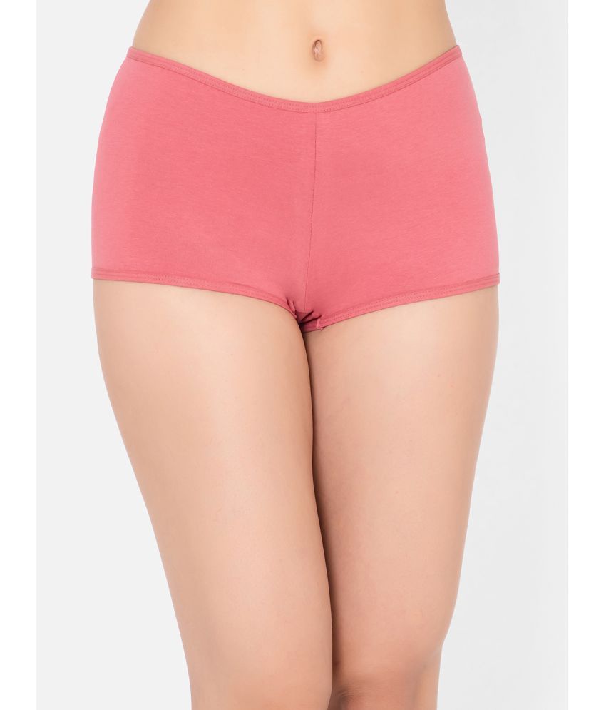     			Clovia - Pink Cotton Solid Women's Boy Shorts ( Pack of 1 )