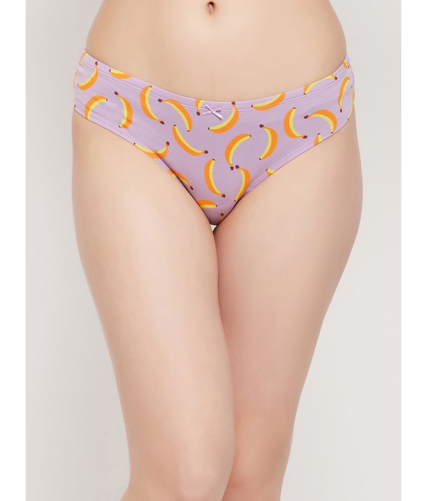     			Clovia - Purple Cotton Printed Women's Bikini ( Pack of 1 )