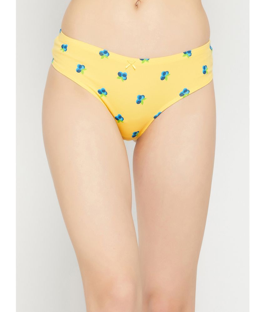     			Clovia - Yellow Cotton Printed Women's Bikini ( Pack of 1 )