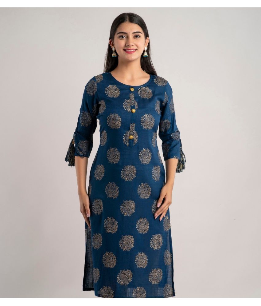     			MAUKA - Blue Rayon Women's Straight Kurti ( Pack of 1 )