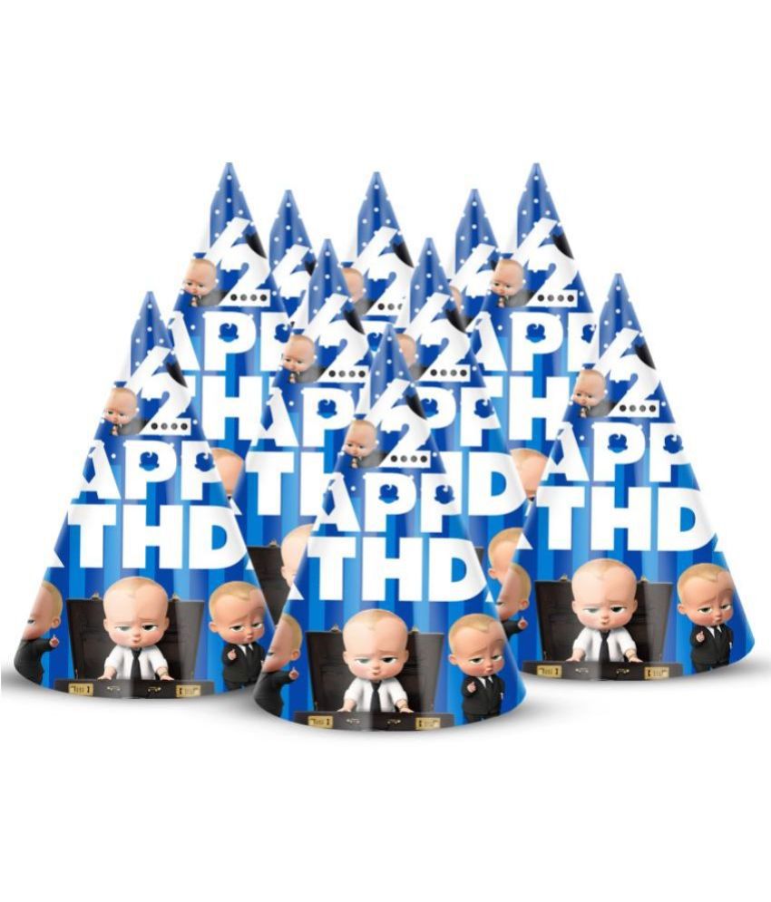     			ZYOZI Boss Baby Theme Half Birthday Party Hats, 6 month Birthday Cone Party Hats for Kids Birthday Party - Boss Baby theme 1/2 Birthday Party Supplies and Decorations (Pack of 10)