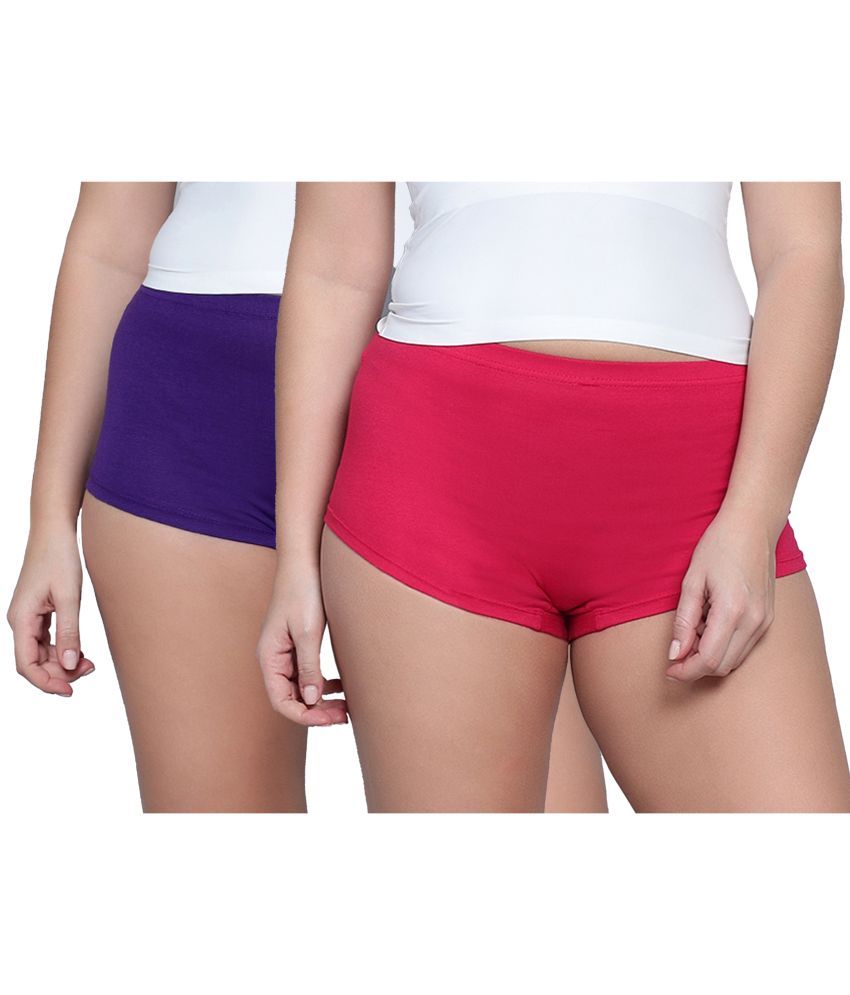     			Diaz Pack of 2 Cotton Solid Women's Boy Shorts ( Multicolor )