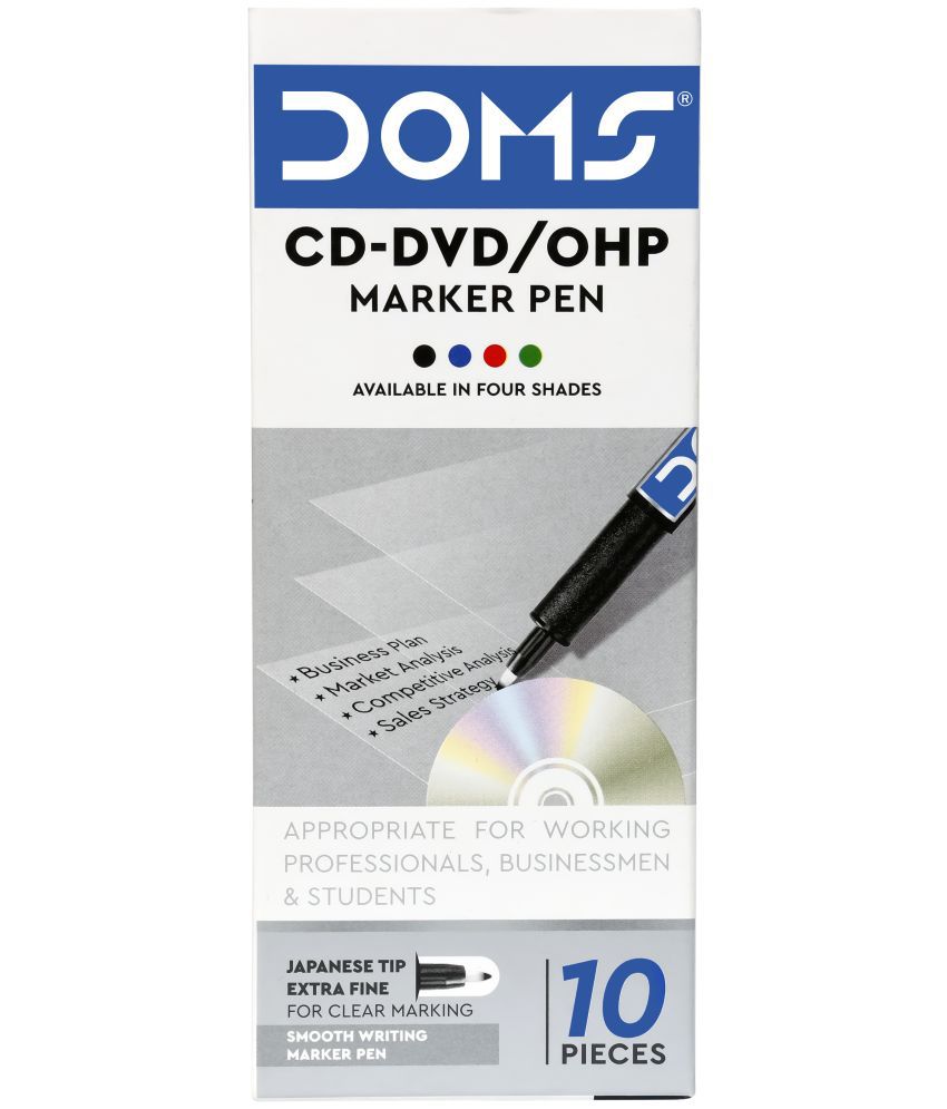     			DOMS Non- Toxic CD-DVD/OHP Marker Black Pack of 20