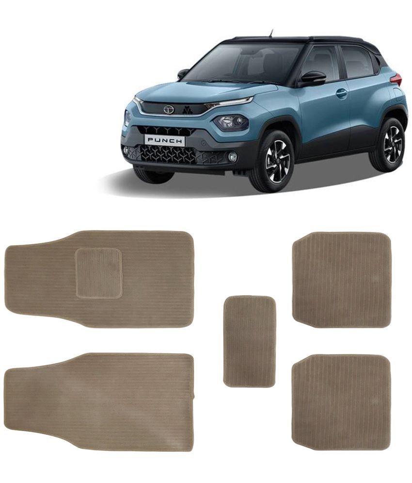     			Kingsway Carpet Style Universal Car Mats for Tata Punch, 2021 Onwards Model, Beige Color Anti Slip Car Floor Foot Mats, Complete Set of 5 Piece, Premium Series