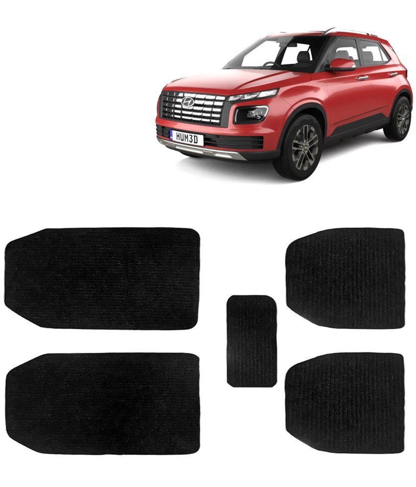     			Kingsway Carpet Style Universal Car Mats for Hyundai Venue, 2022 Onwards Model, Black Color Anti Slip Car Floor Foot Mats, Complete Set of 5 Piece, Premium Series