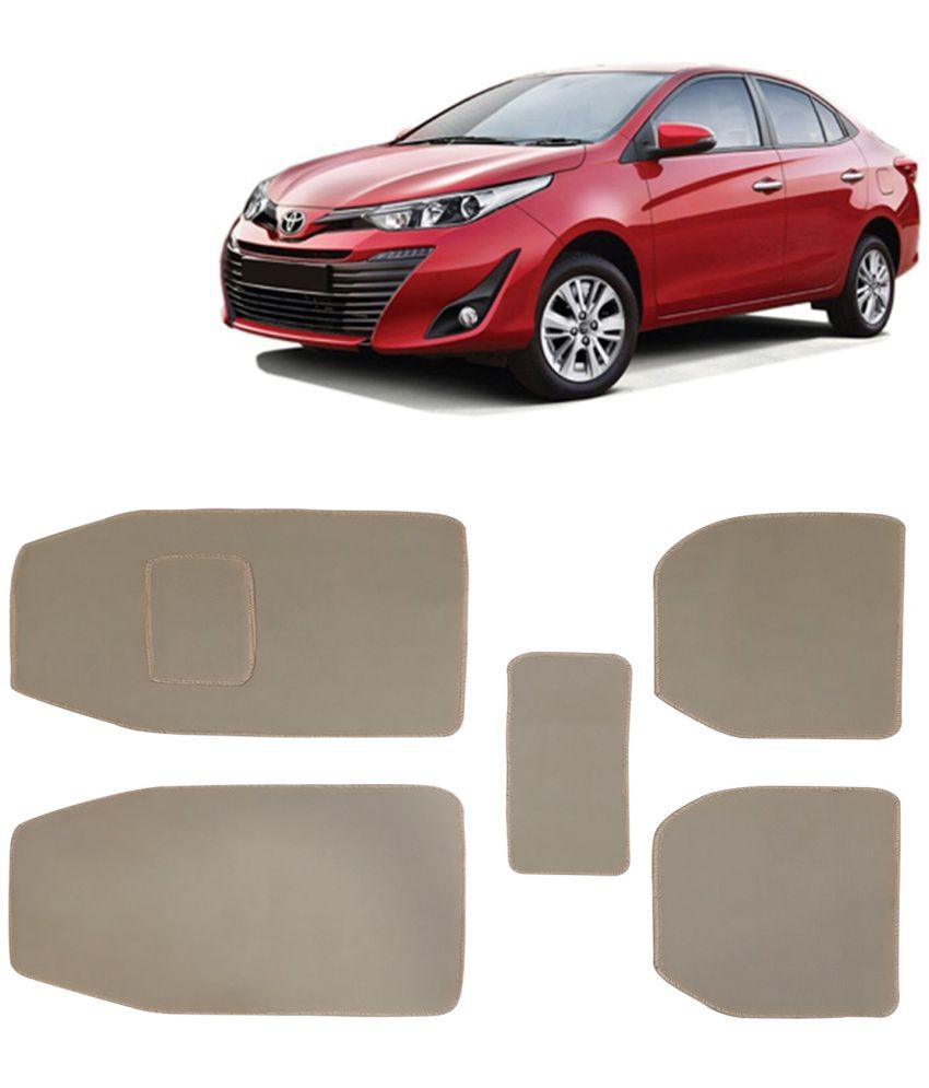     			Kingsway Carpet Style Universal Car Mats for Toyota Yaris, 2018 Onwards Model, Beige Color Anti Slip Car Floor Foot Mats, Complete Set of 5 Piece, Executive Series