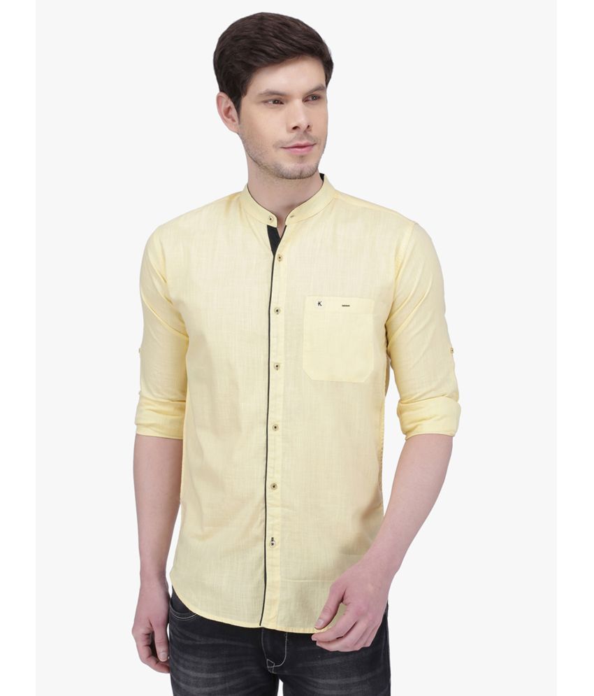     			Kuons Avenue - Yellow Linen Slim Fit Men's Casual Shirt ( Pack of 1 )