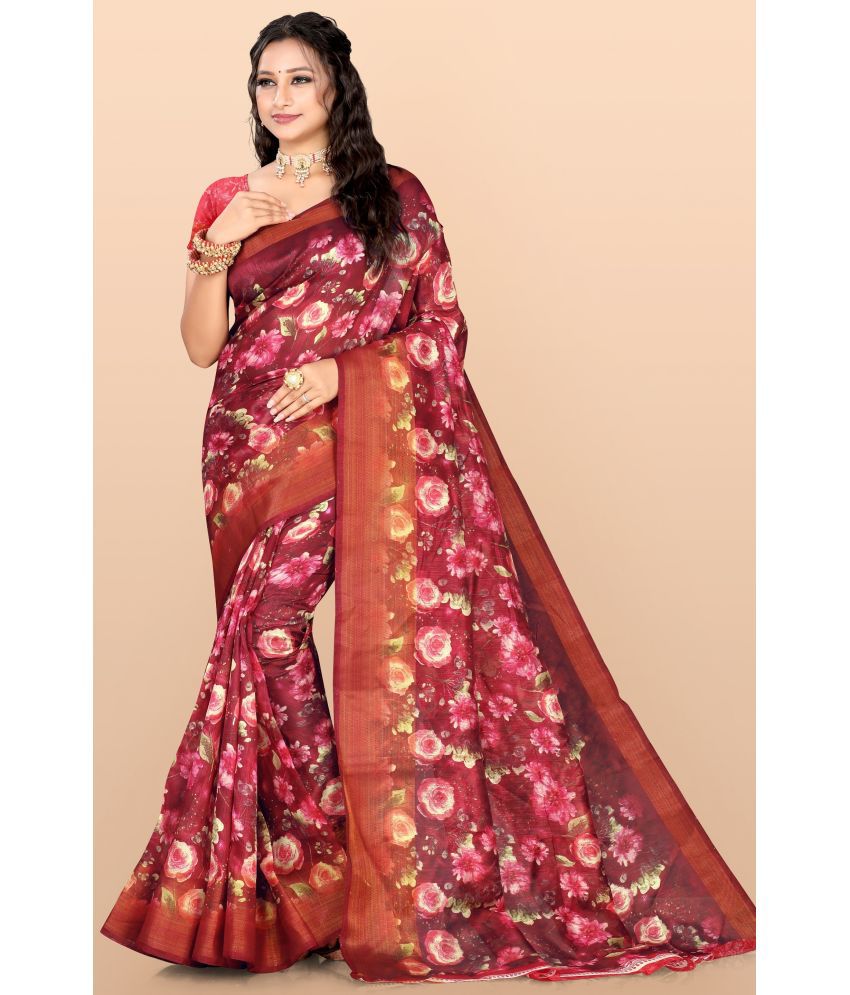     			LEELAVATI - Red Cotton Blend Saree With Blouse Piece ( Pack of 1 )