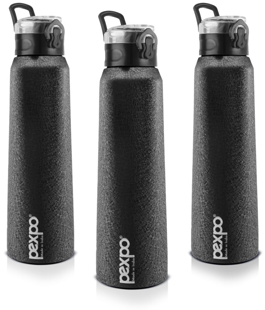     			Pexpo - VERTIGO 1000ml Black Fridge Water Bottle 1000ml mL ( Set of 3 )