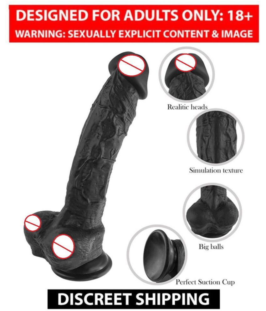     			REALISTIC 9 INCH DARK BLACK PREMIUM SILICON DILDO WITH PERFECT SUCTION CUP & BIG BALLS BY KAMAHOUSE