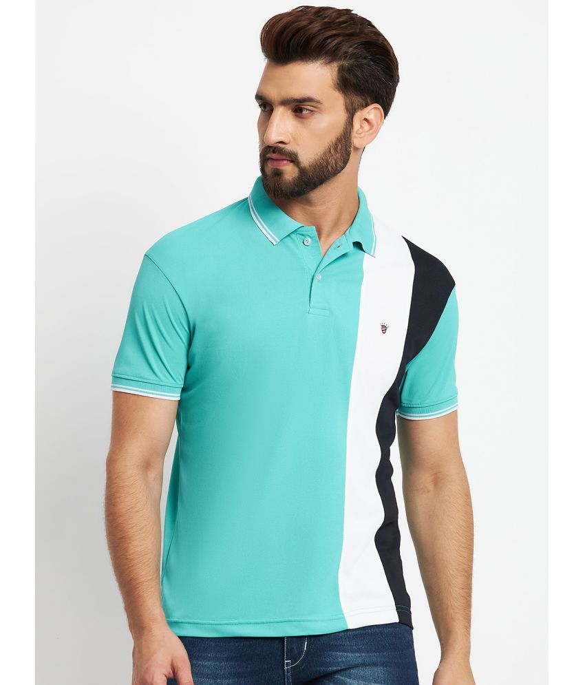     			RELANE Pack of 1 Cotton Blend Regular Fit Colorblock Half Sleeves Men's Polo T Shirt ( Aqua )