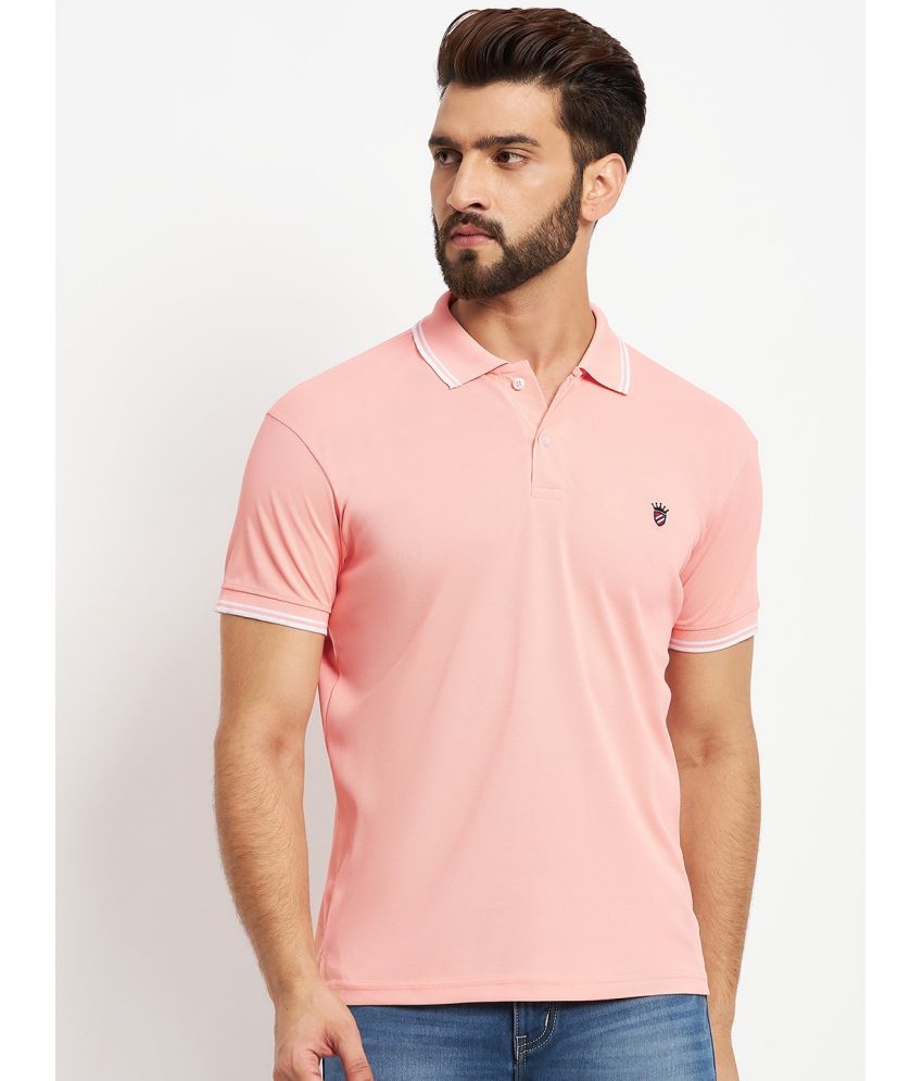     			RELANE Pack of 1 Cotton Blend Regular Fit Solid Half Sleeves Men's Polo T Shirt ( Pink )