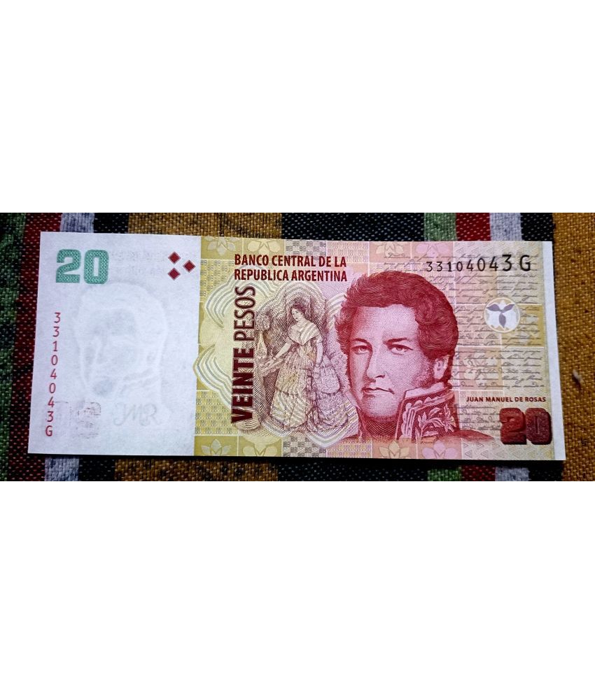    			SUPER ANTIQUES GALLERY - RARE ARGENTINA 20 PESOS NOTE UNC 1 Paper currency & Bank notes