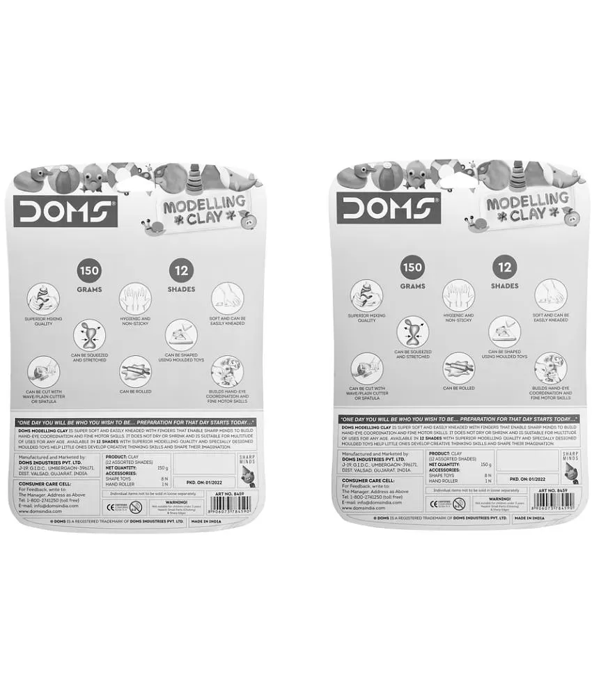 DOMS Modelling Clay with Various Moulds Multicolour pack of 2 - Modelling  Clay with Various Moulds Multicolour pack of 2 . shop for DOMS products in  India.