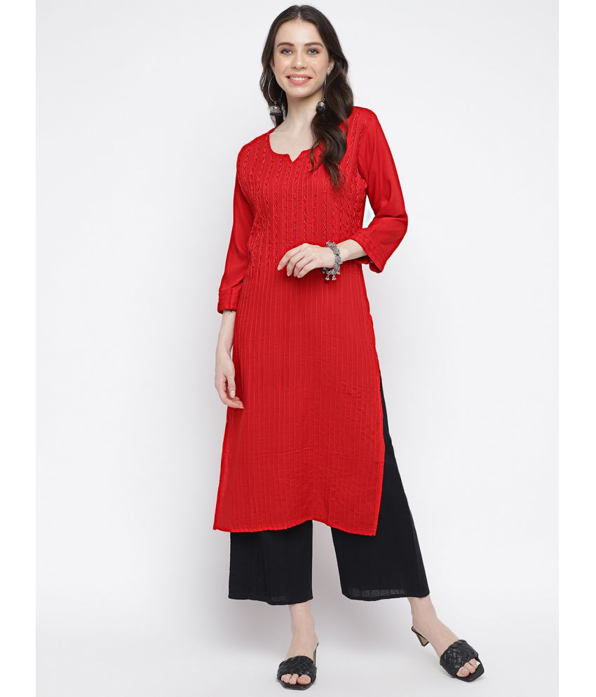     			Anaiah - Red Cotton Blend Women's Straight Kurti ( Pack of 1 )