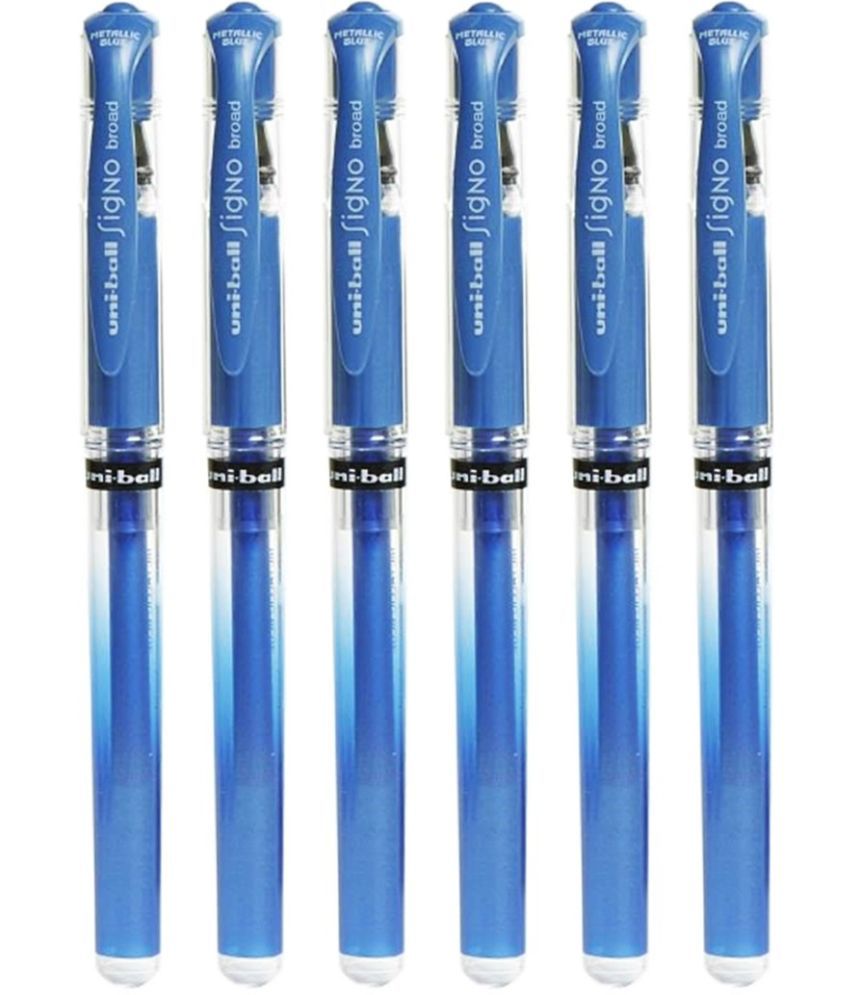     			uni-ball UM 153 Signo Broad Gel Pen (1.0mm, Blue Body, Metallic Blue Ink, Pack of 6)