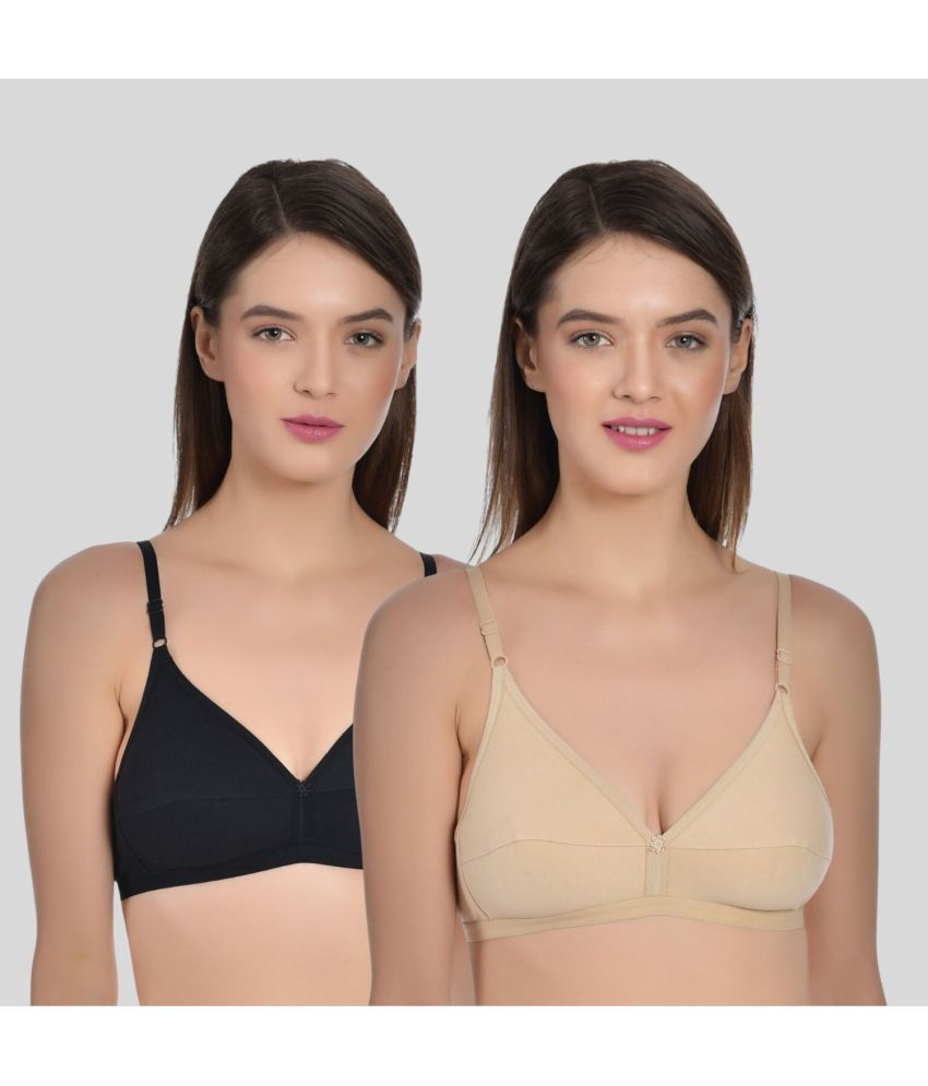     			AIMLY Pack of 2 Cotton Non Padded Women's T-Shirt Bra ( Black )