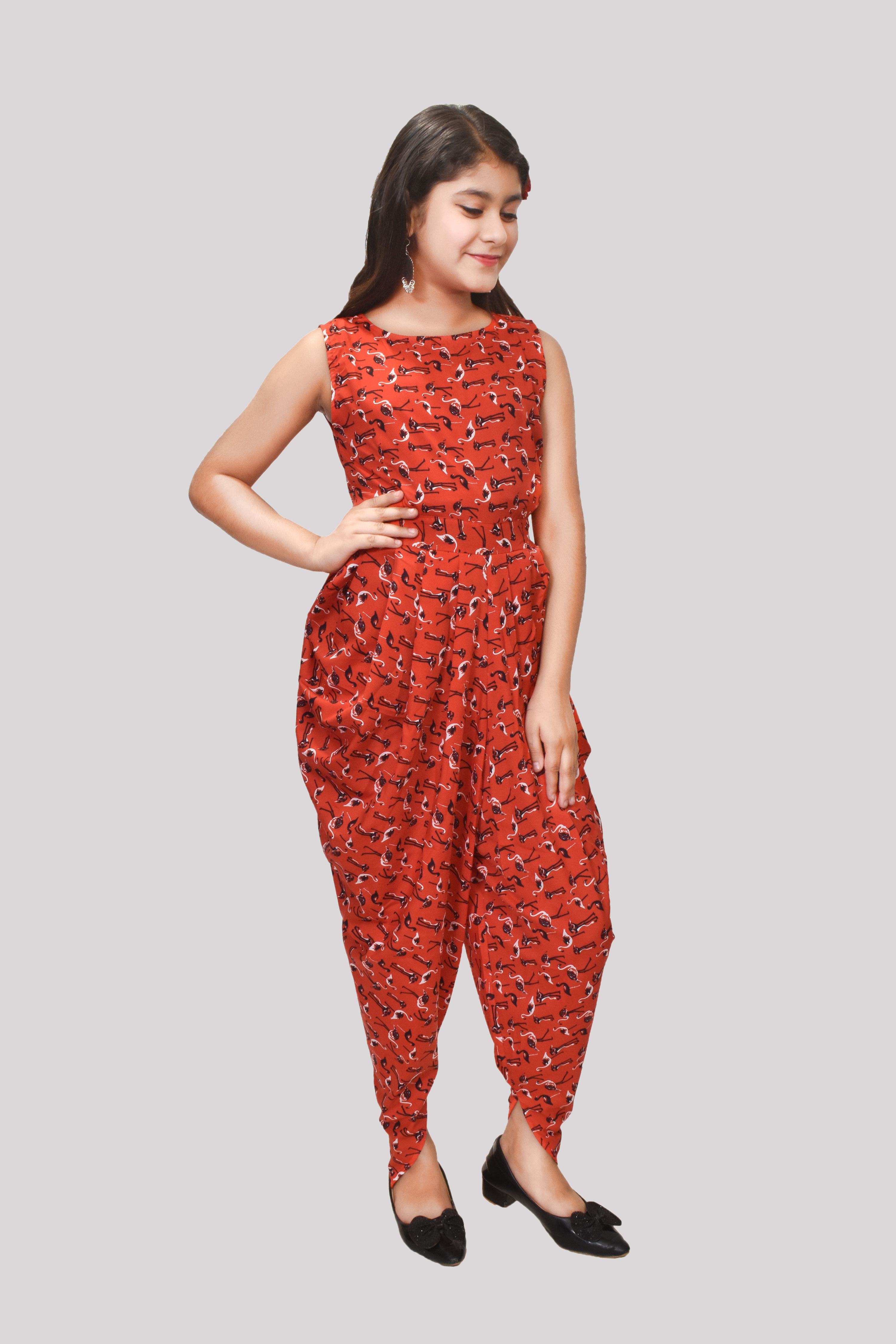     			Arshia Fashions - Red Crepe Girls Jumpsuit ( Pack of 1 )