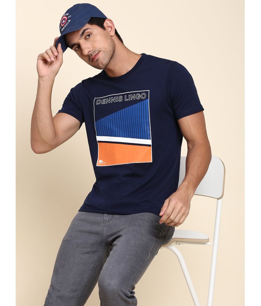     			Dennis Lingo - Navy 100% Cotton Slim Fit Men's T-Shirt ( Pack of 1 )