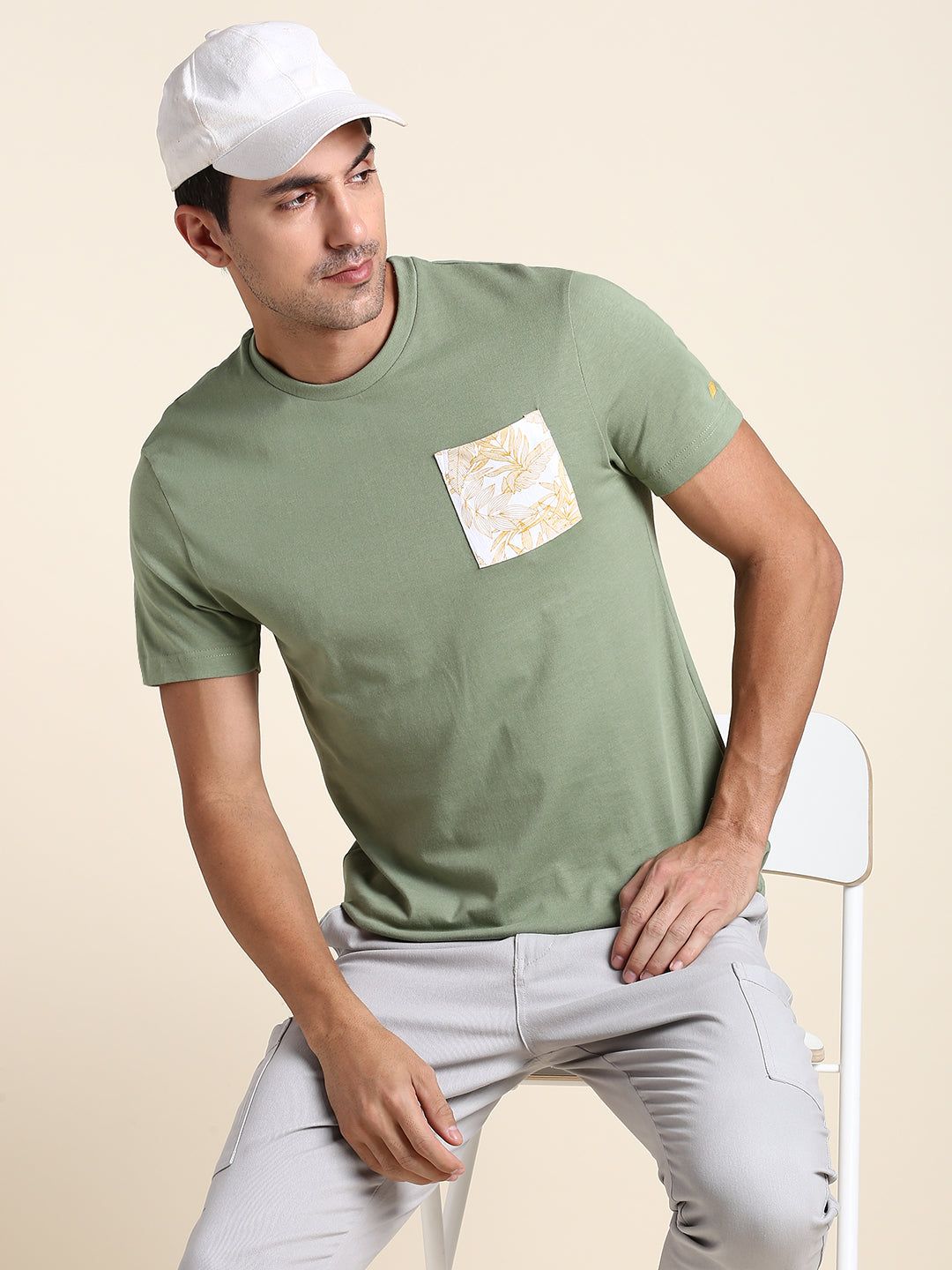     			Dennis Lingo - Olive Cotton Blend Slim Fit Men's T-Shirt ( Pack of 1 )