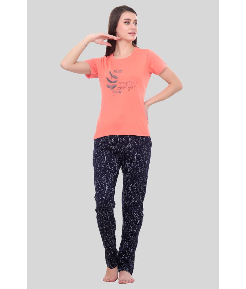     			Flos - Coral Cotton Blend Women's Nightwear Nightsuit Sets ( Pack of 1 )