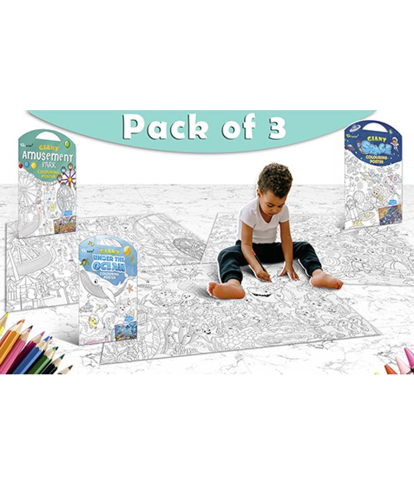     			GIANT AMUSEMENT PARK COLOURING POSTER, GIANT SPACE COLOURING POSTER and GIANT UNDER THE OCEAN COLOURING POSTER | Pack of 3 Posters I Giant Coloring Posters Fun Pack