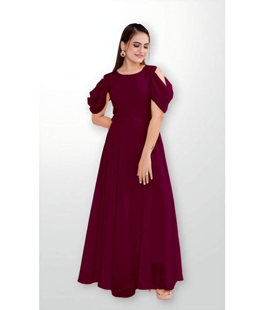     			JASH CREATION - Mauve Georgette Women's Gown ( Pack of 1 )