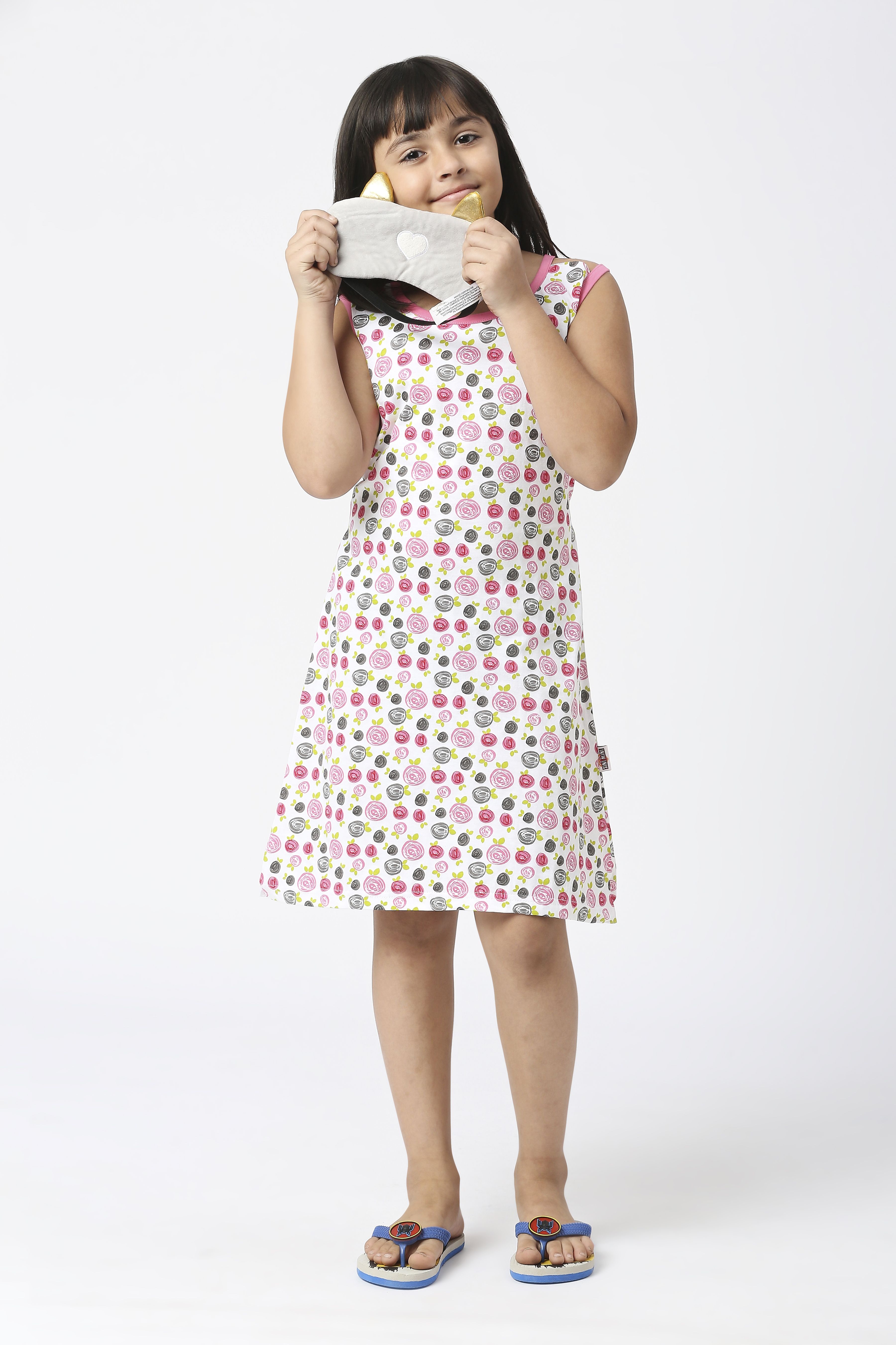     			Sini Mini Cotton A-line Dress For Girls ( Pack of 1 , Pink )