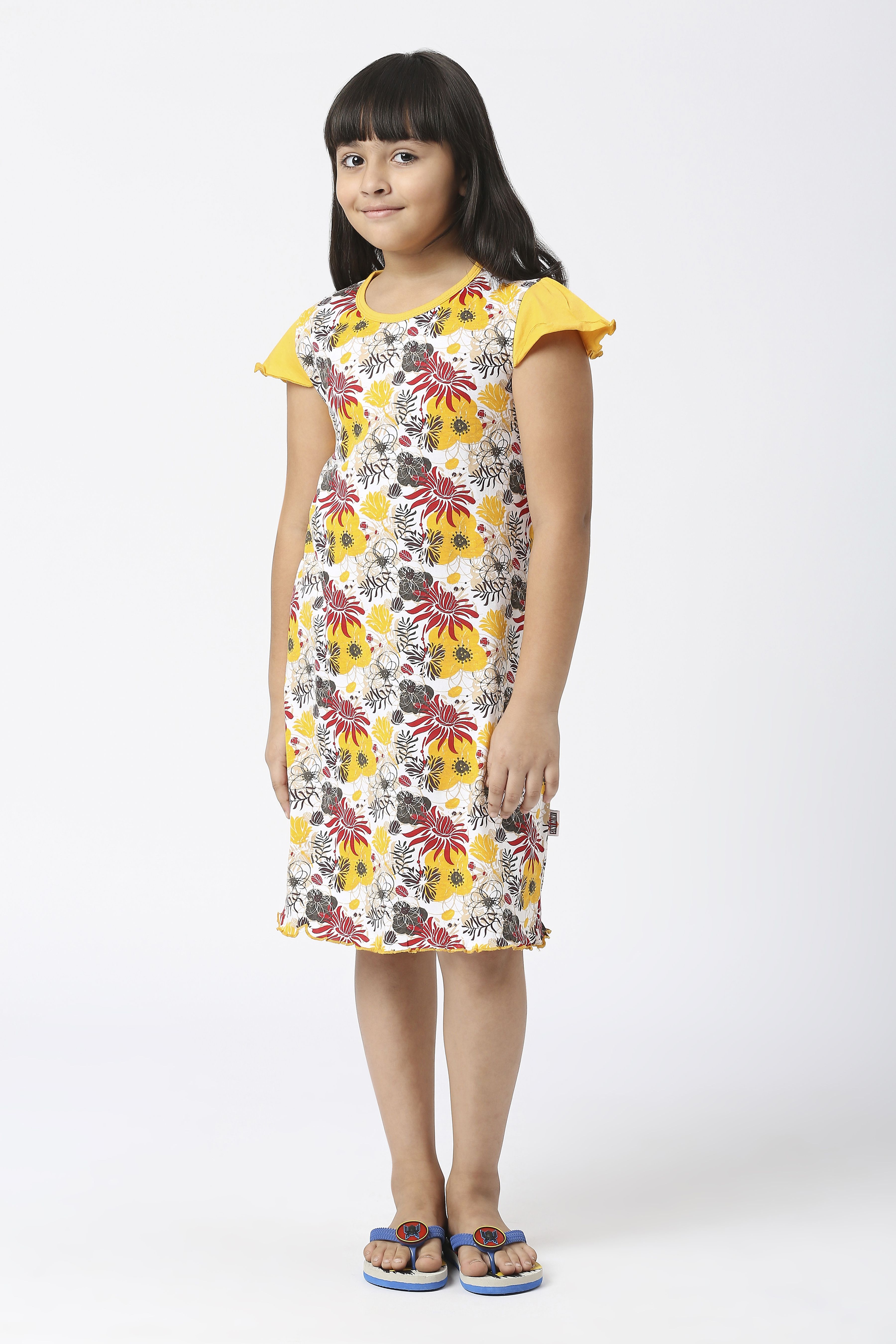     			Sini Mini - Yellow Cotton Girls A-line Dress ( Pack of 1 )