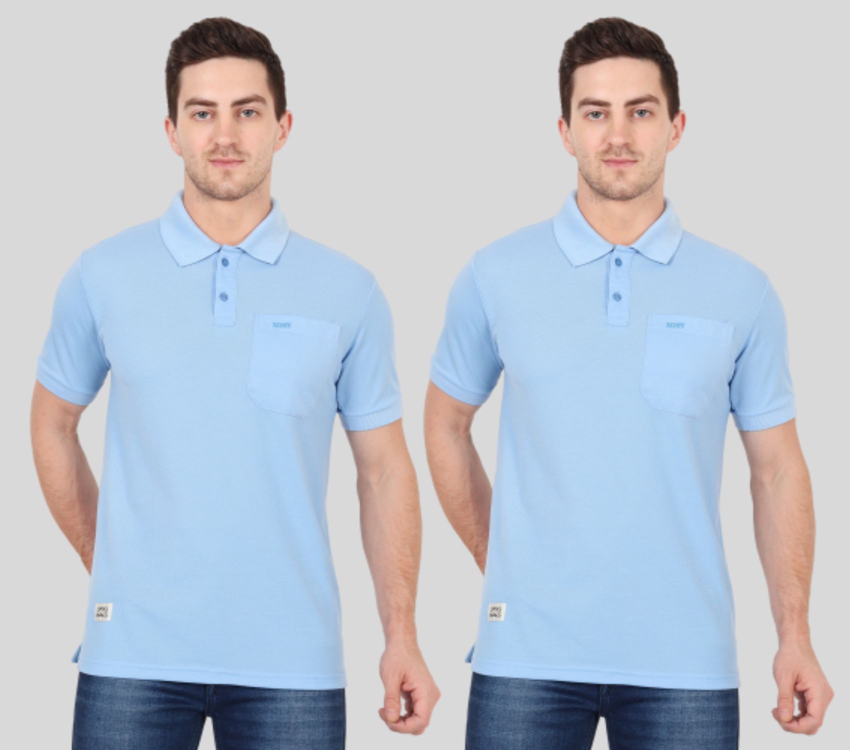     			xohy - Sky Blue Cotton Blend Regular Fit Men's Polo T Shirt ( Pack of 2 )