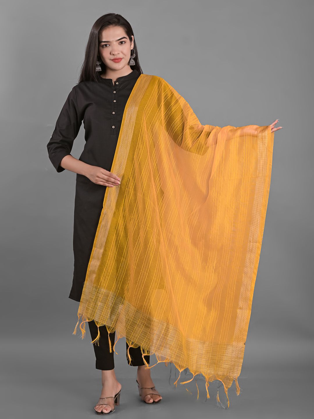     			Apratim - Yellow Chanderi Women's Dupatta - ( Pack of 1 )