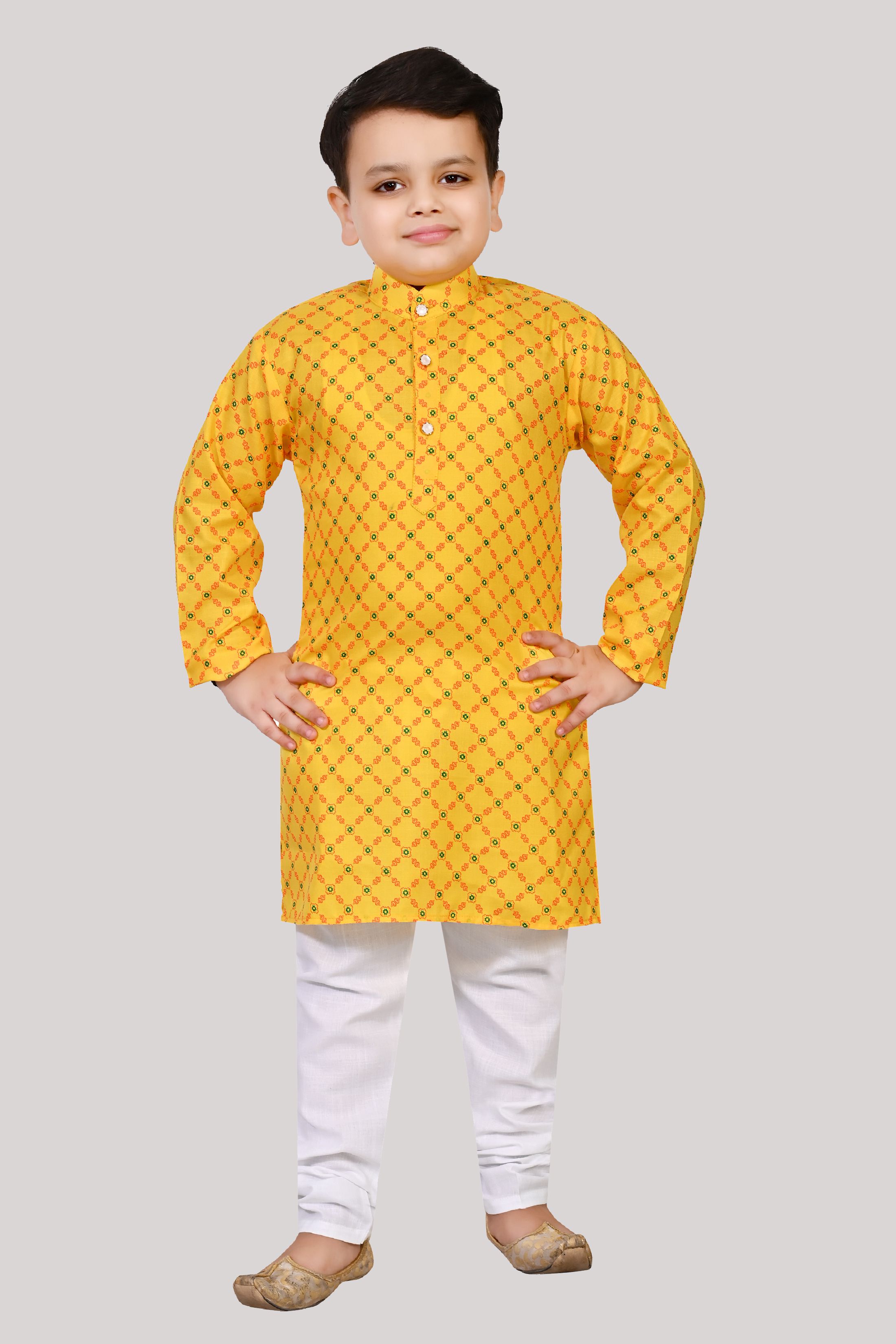     			Arshia Fashions - Yellow Cotton Boys Kurta Sets ( Pack of 1 )